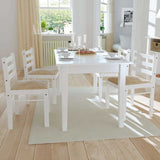 Vidaxl eetkamerstoelen 4 st massief rubberwood en fluweel wit