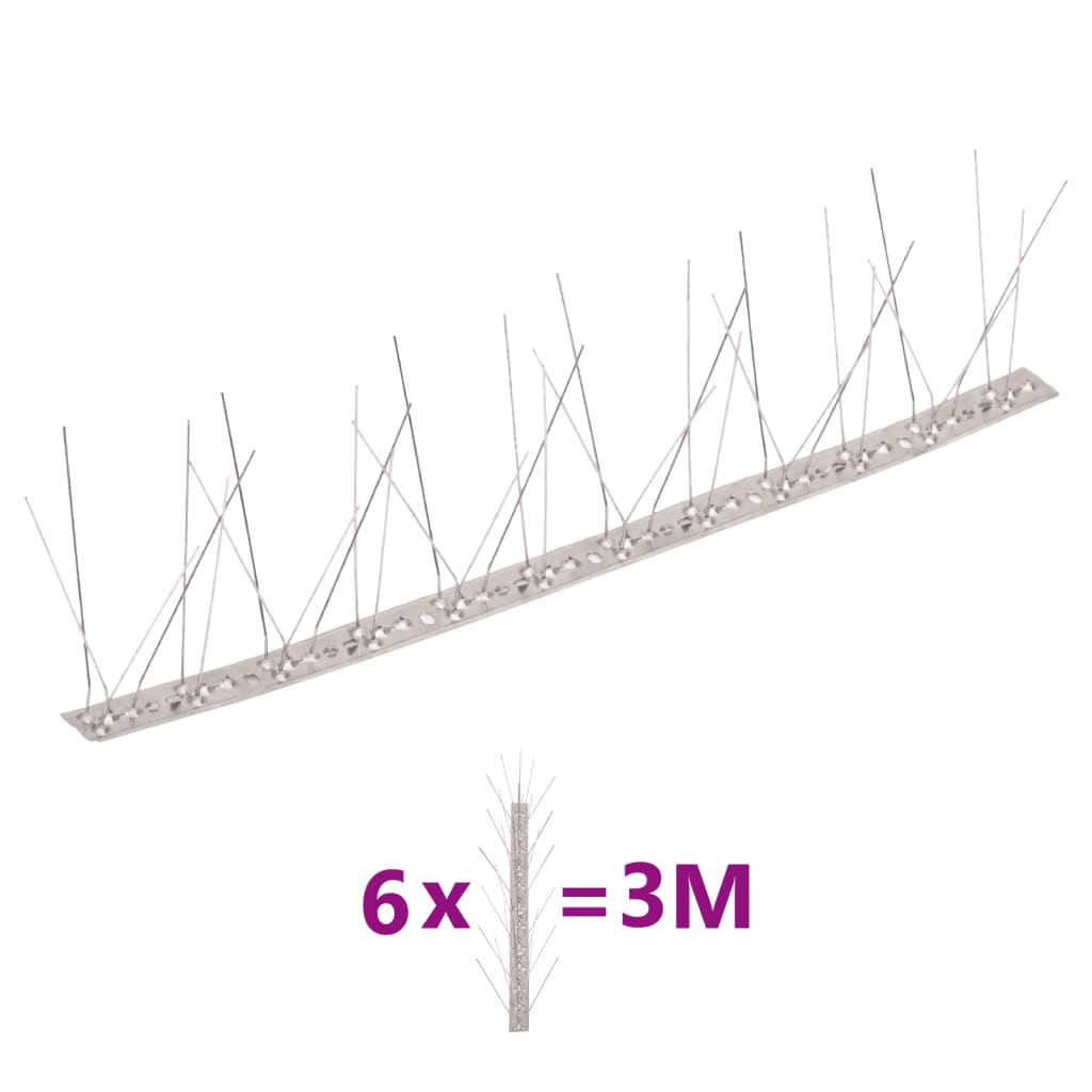 Vidaxl Vogelen Pigeon Pin con 5 file da 6 St 3 m in acciaio inossidabile