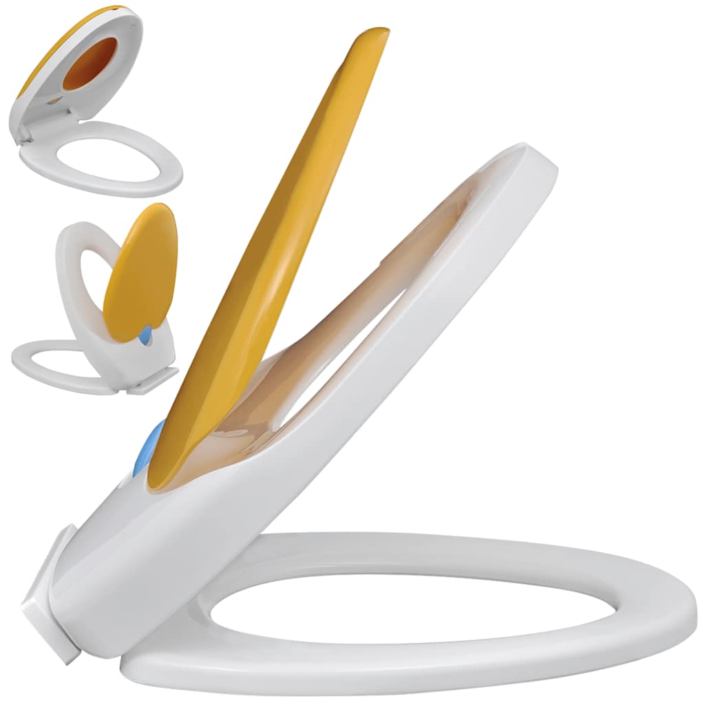 VidaXL abattant de toilette pour adultes enfants fermeture douce blanc et jaune