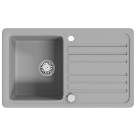 Vidaxl puits de granit récipient unique avec drain gris réversible