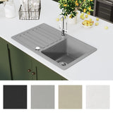 Vidaxl puits de granit récipient unique avec drain gris réversible