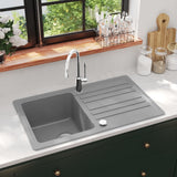 Vidaxl puits de granit récipient unique avec drain gris réversible