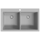 Vidaxl sink structure granite double bowl gray