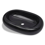 Vidaxl Washbasin, céramique, ovale, noir