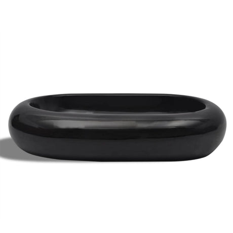 Vidaxl Washbasin, céramique, ovale, noir