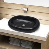 Vidaxl Washbasin, ceramika, owalna, czarna