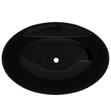 Vidaxl lavabo avec trop-plein, céramique, ovale, noir