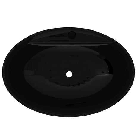 Vidaxl lavabo avec trop-plein, céramique, ovale, noir