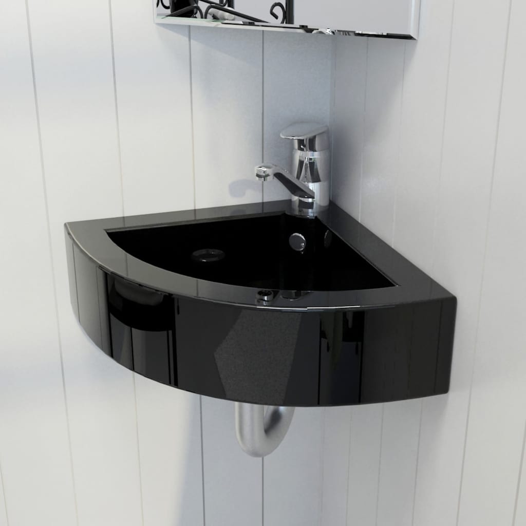 VidaXL Washbasin with landing 45x32x12.5 cm Black