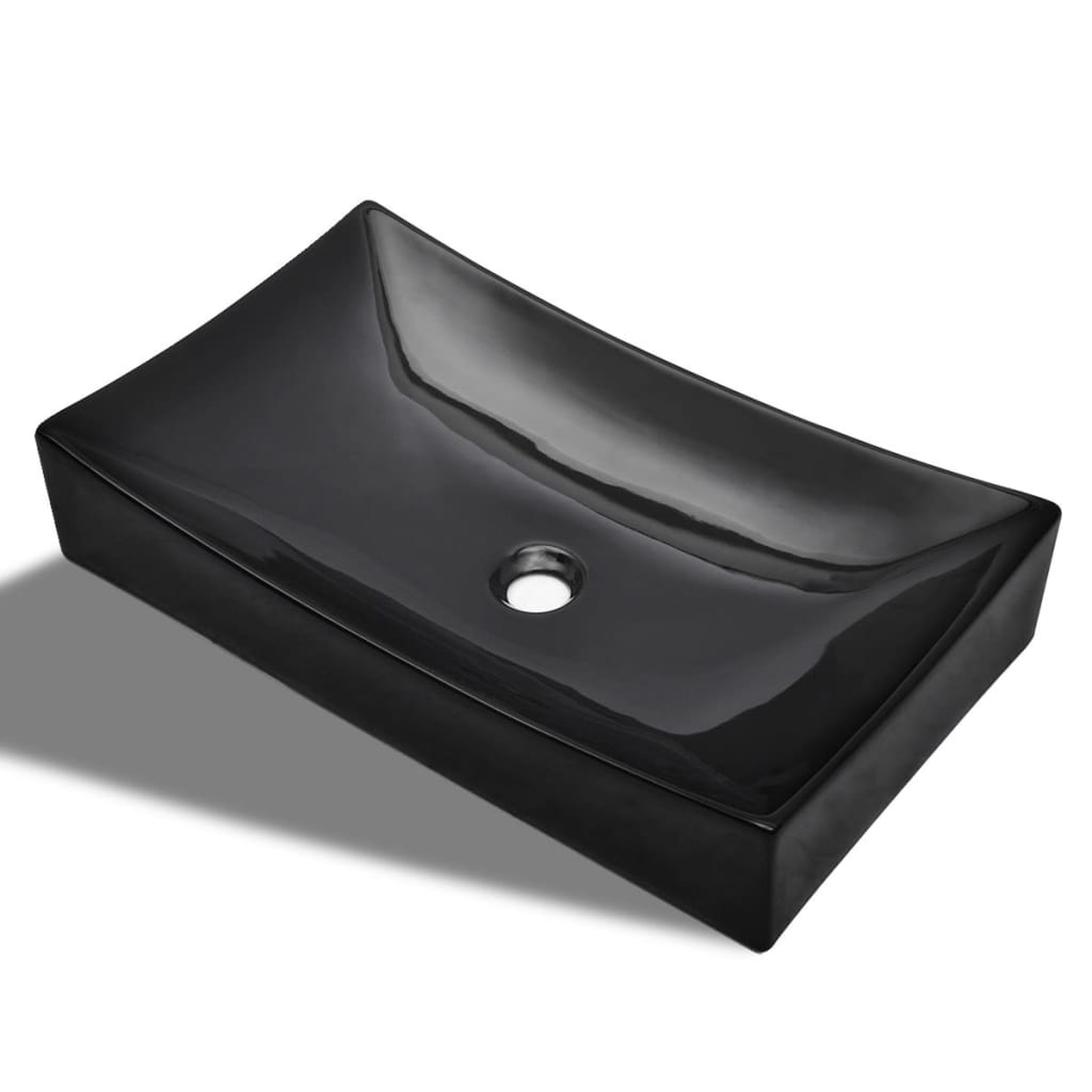 Évier vidaxl, céramique, rectangulaire, noir