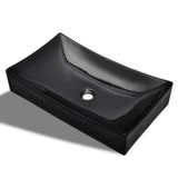 Évier vidaxl, céramique, rectangulaire, noir