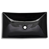 Évier vidaxl, céramique, rectangulaire, noir