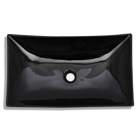 Évier vidaxl, céramique, rectangulaire, noir