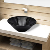 Vidaxl Washbasin, keramikk, rund, svart