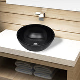 Vidaxl Washbasin, céramique, ronde, noir 325 mm