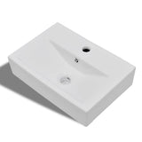 Vidaxl Washbasin z otworem kranu i prostokątną ceramiczną białą białą