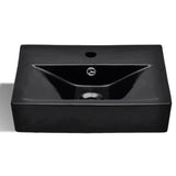 Vidaxl Washingin avec trou du robinet et atterrissage en céramique rectangulaire noire