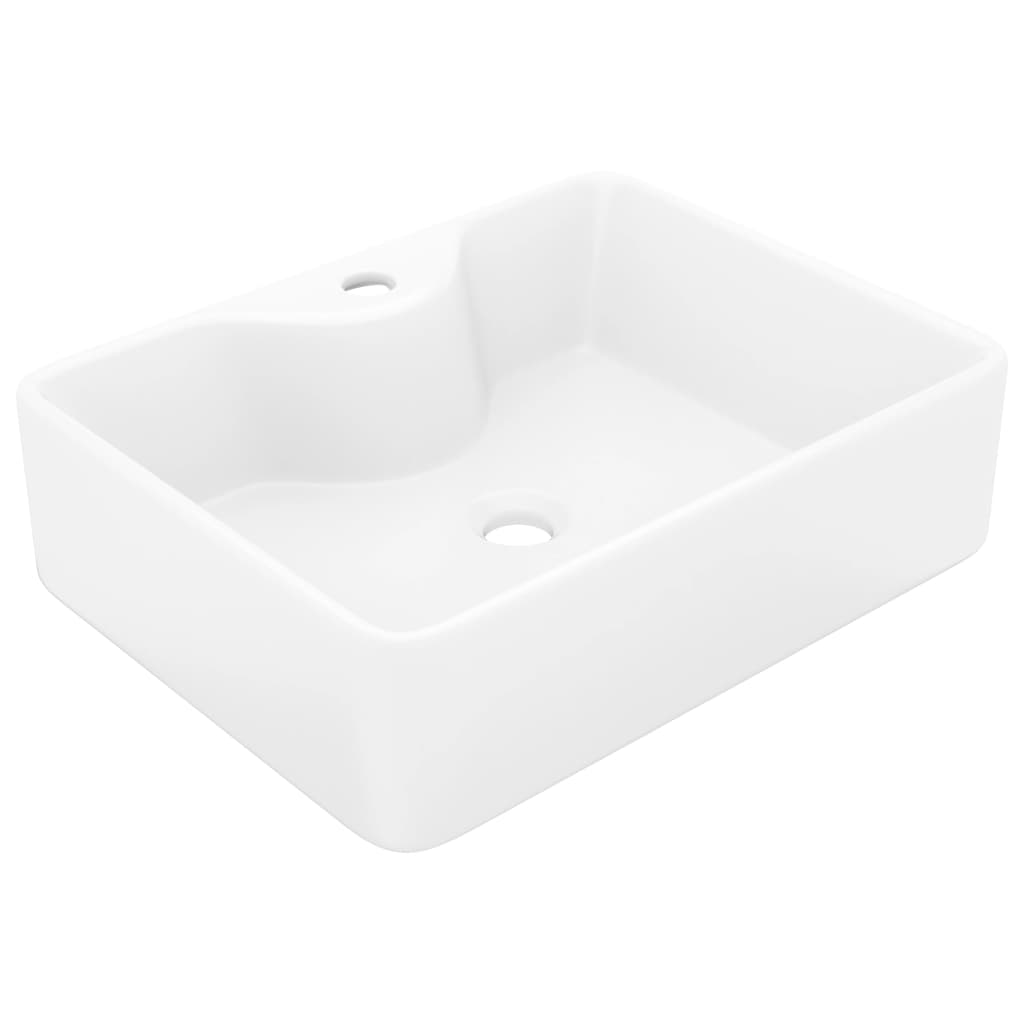 VidaXL lavabo avec trou pour robinetterie carré blanc en céramique
