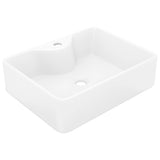 VidaXL lavabo avec trou pour robinetterie carré blanc en céramique