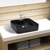 Vidaxl Washbasin med kranhul sort firkant keramik