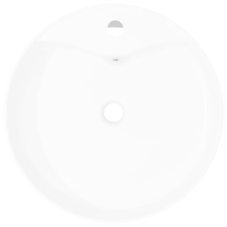Vidaxl lavabo avec atterrissage, céramique, ronde, blanc