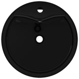 Vidaxl lavabo avec un trou de grue et atterrissage autour du noir en céramique