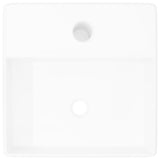 Vidaxl Washingin avec trou de grue carré en céramique blanc