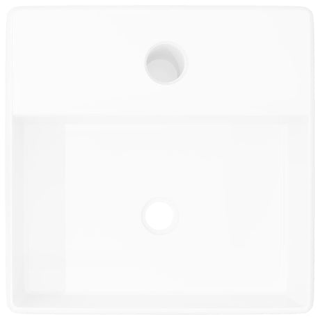 Vidaxl Washingin avec trou de grue carré en céramique blanc