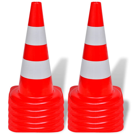 Cône de circulation Vidaxl reflétant 50 cm de rouge et blanc 10 PCS