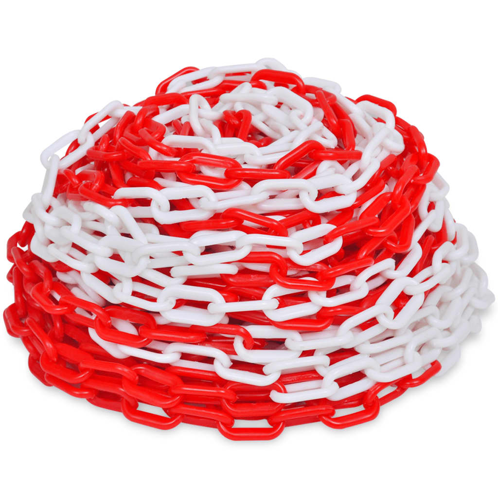 Chaîne de sécurité Vidaxl 30 m en plastique rouge et blanc