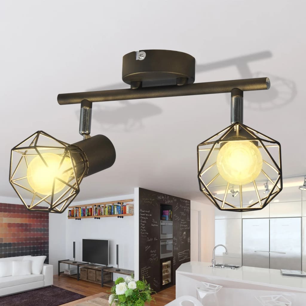 Stropní lampa Vidaxl s 2 LED průmyslový styl černá