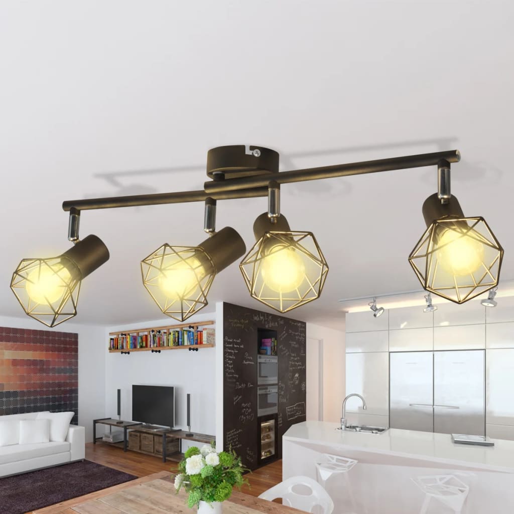 Vidaxl loftlampe med 4 LED'er industriel stil sort