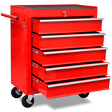 Vidaxl Tool Trolley 5 tiroirs rouges