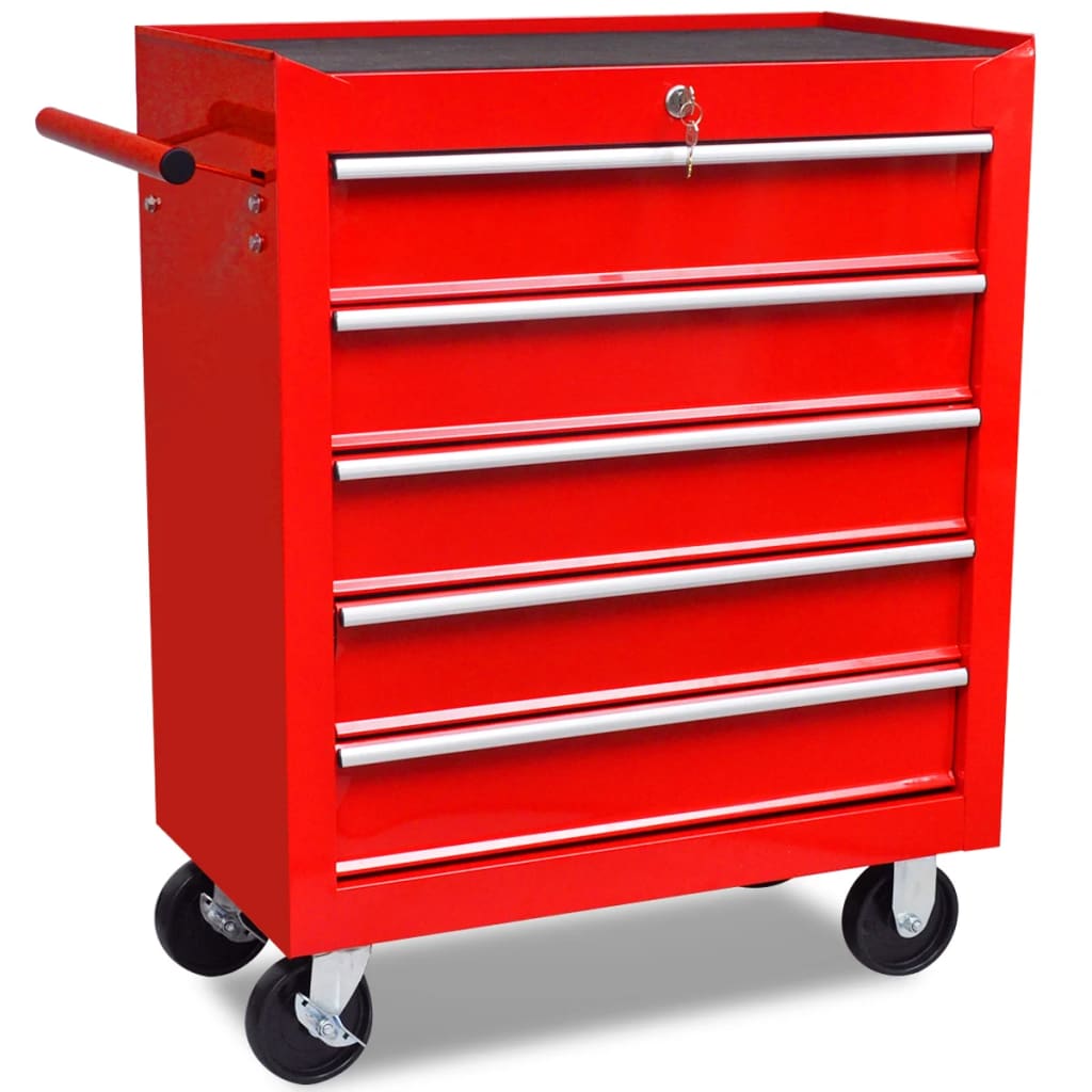 Vidaxl Tool Trolley 5 tiroirs rouges