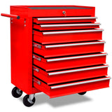 Vidaxl tool trolley 7 drawers red