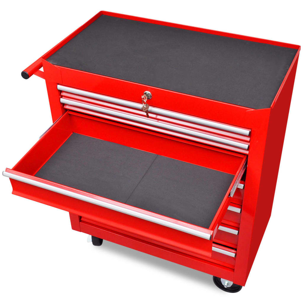 Vidaxl tool trolley 7 drawers red