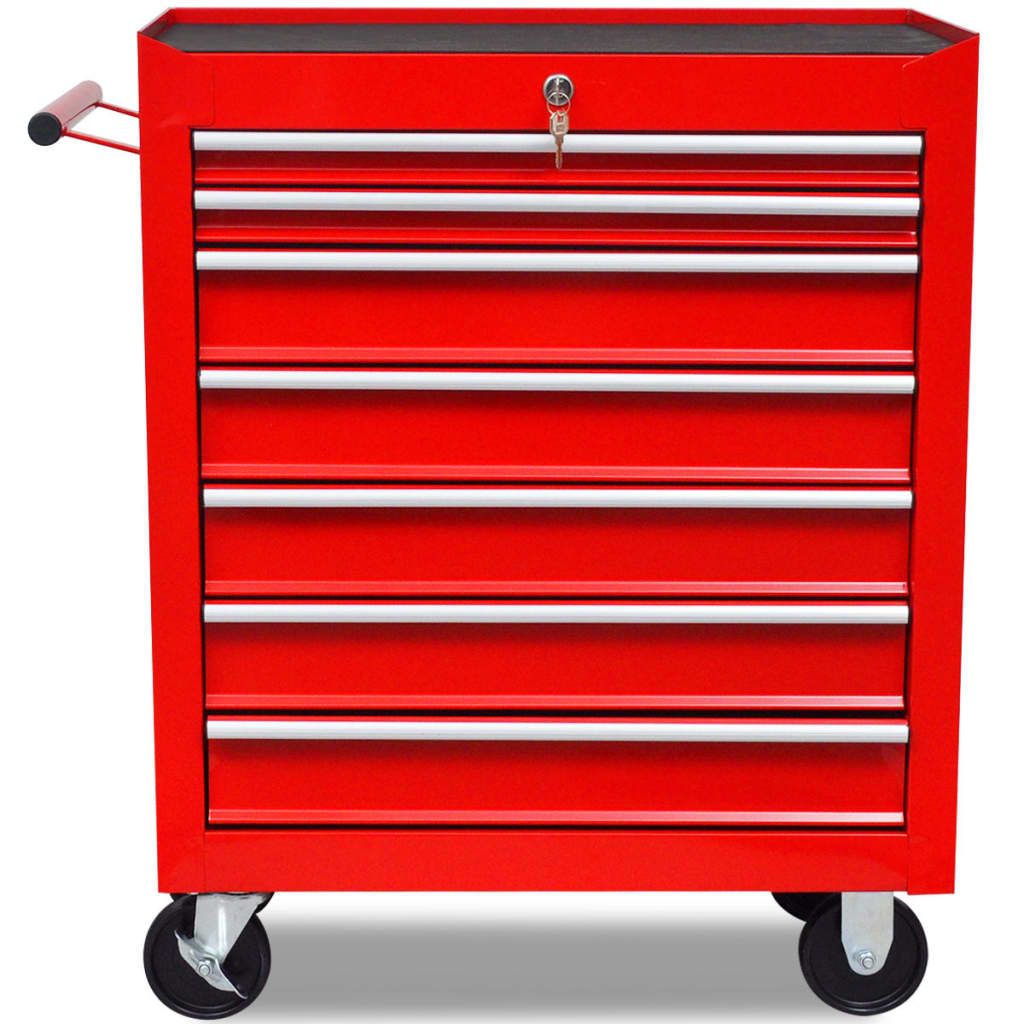 Vidaxl tool trolley 7 drawers red