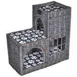 Vidaxl Cat Bed House Castle z vrbami blazine