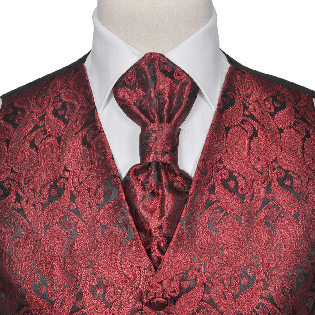 Vidaxl Paisley Hochzeitskarte Set für Männer Größe 54 Bordeaux Rood