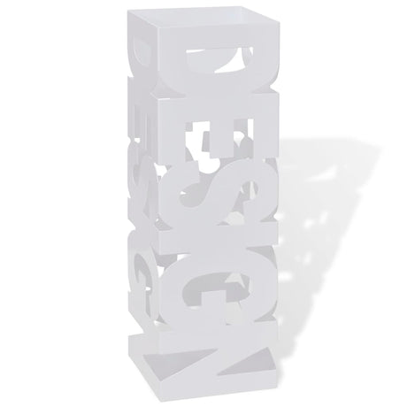 Parapluie Vidaxl et porte-bâton de marche en acier carré blanc 48,5 cm
