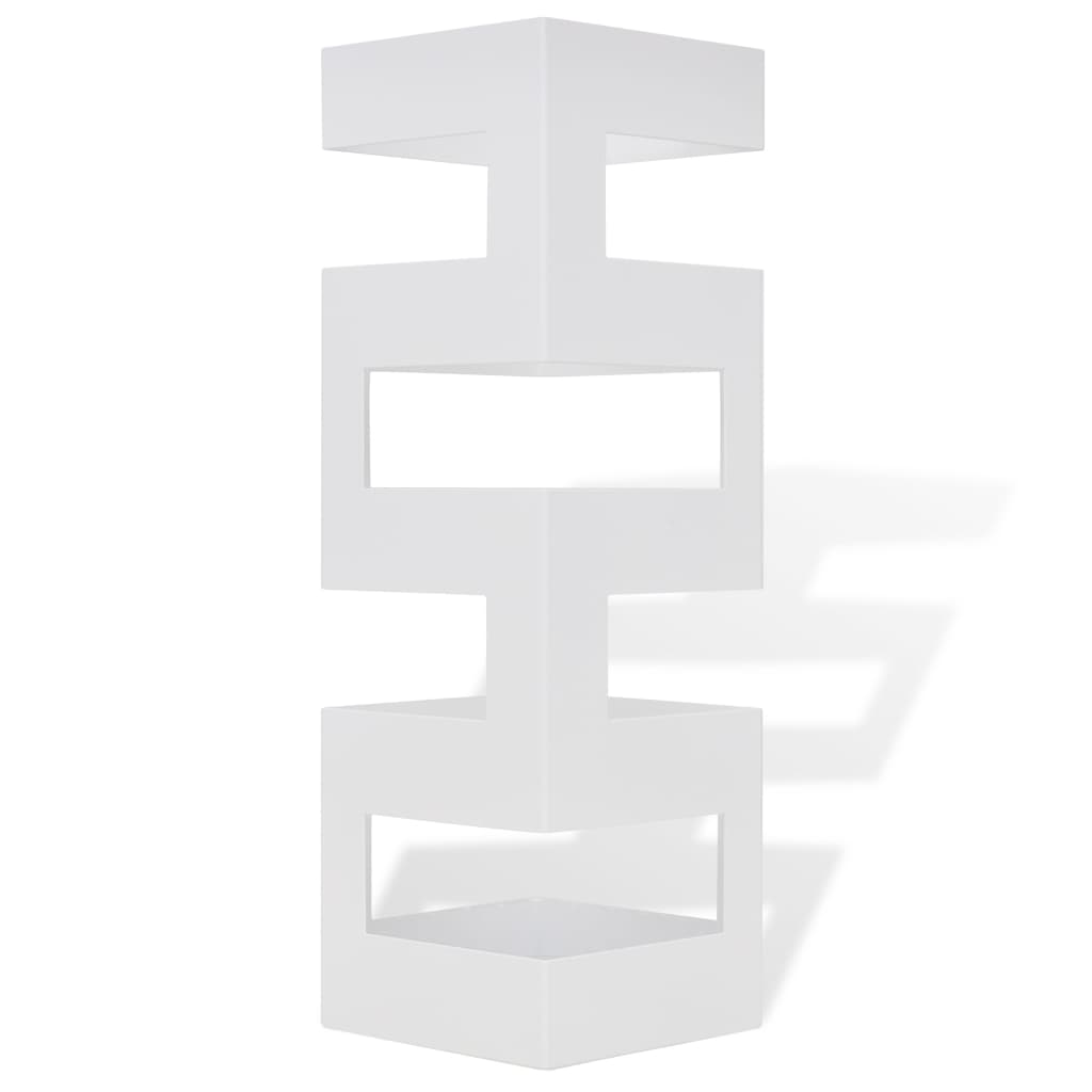 Parapluie Vidaxl et porte-bâton de marche en acier carré blanc 48,5 cm