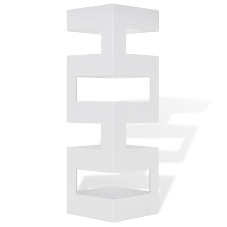 Parapluie Vidaxl et porte-bâton de marche en acier carré blanc 48,5 cm