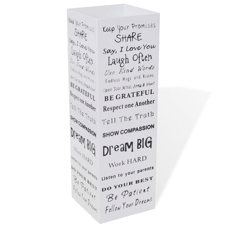 Parapluie Vidaxl et porte-bâton de marche carré blanc + text acier 48,5 cm