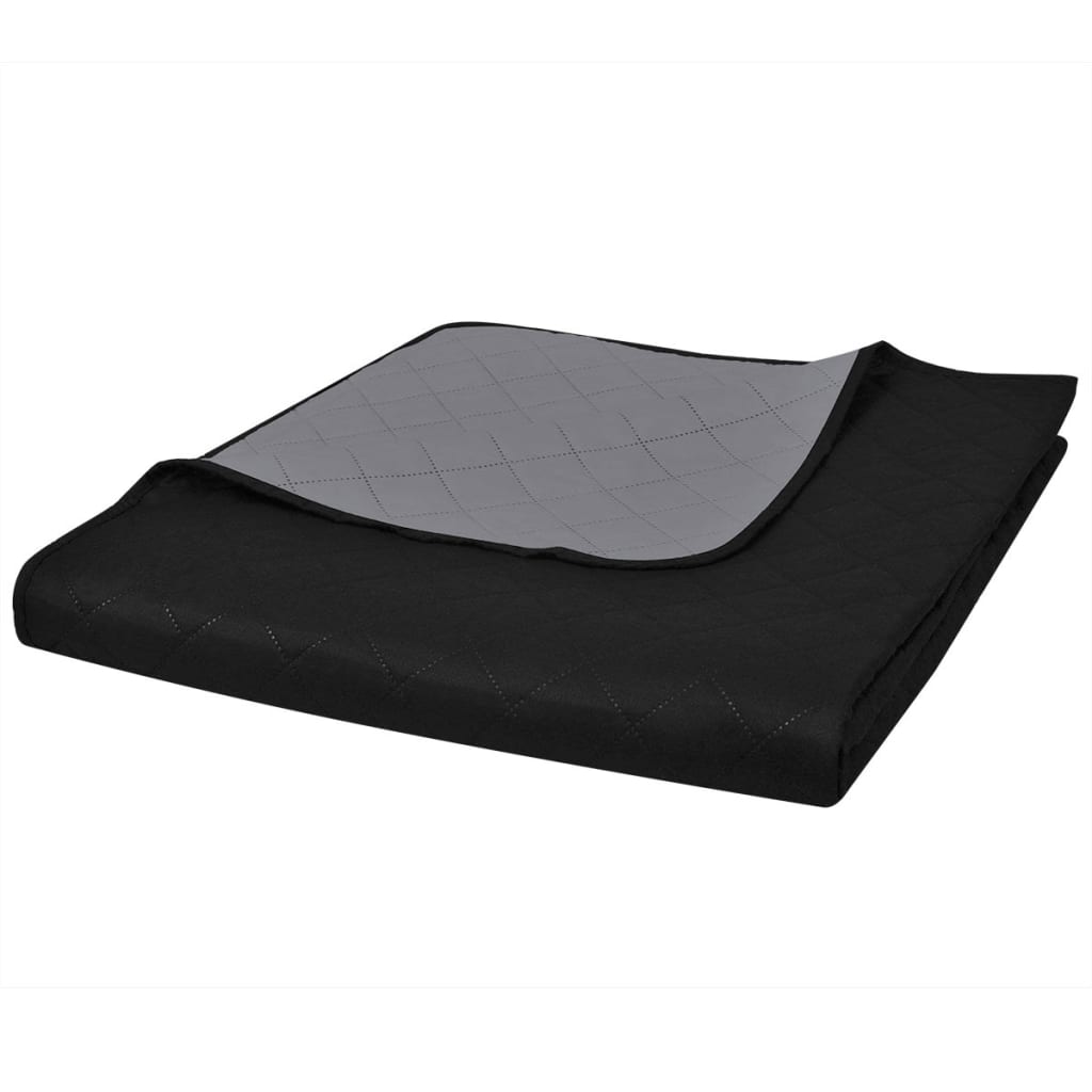 Vidaxl Bedspread Quilted double -sided 170x210 cm Black Gray