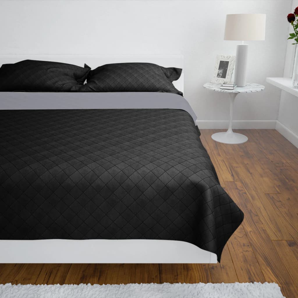 Vidaxl Bedspread acolchado de doble lado 170x210 cm de gris negro