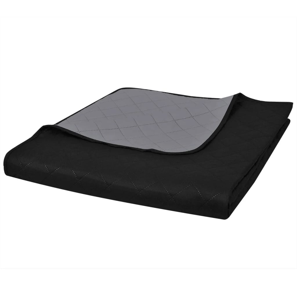 VidaXL Bedspread Quilted double -sided 230x260 cm Black Gray