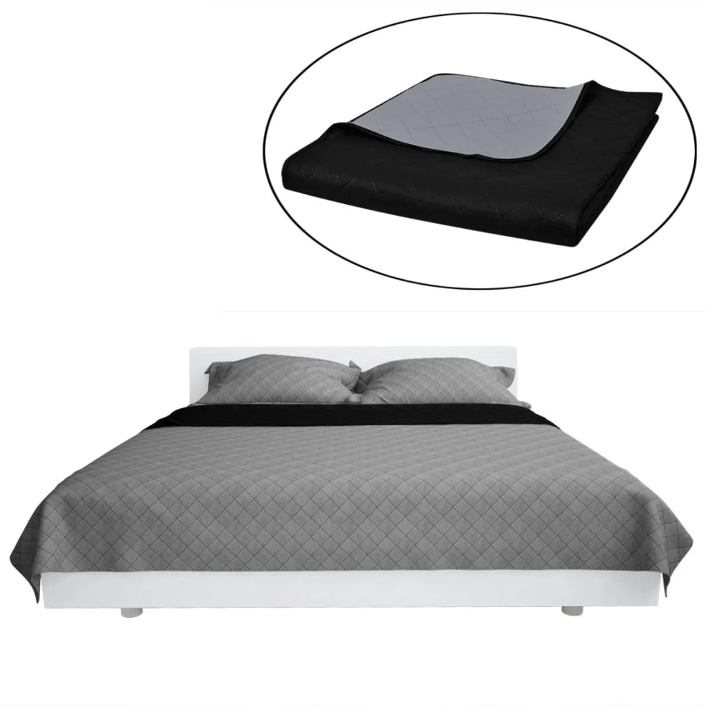 Vidaxl lit matelassé à double taille 230x260 cm gris noir