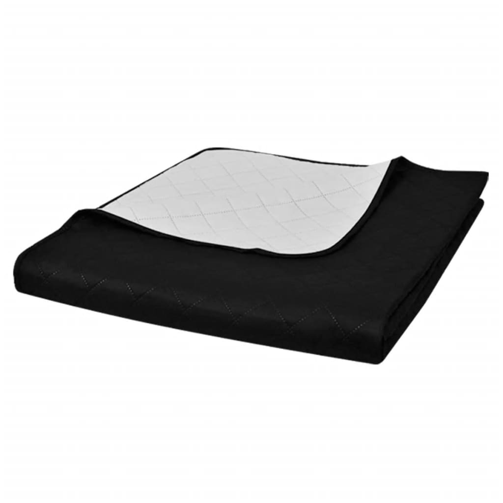 VidaXL Bedsprey Quilted double -sided 170x210 cm Black White