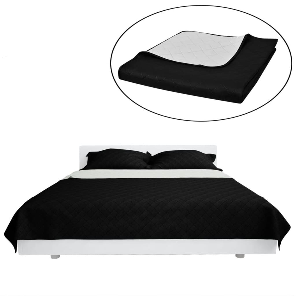 VidaXL Bedsprey Quilted double -sided 170x210 cm Black White