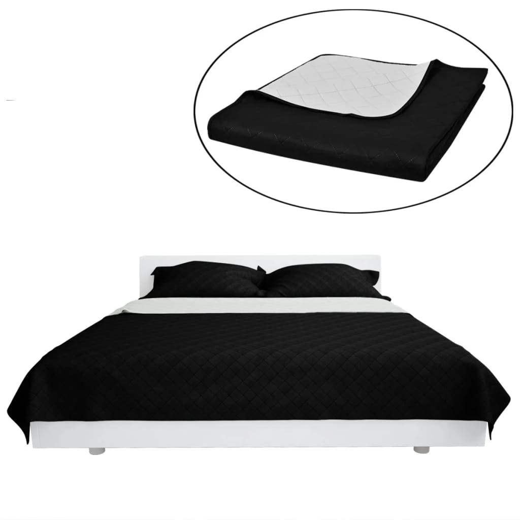 VidaXL Bedsprey Quilted double -sided 220x240 cm Black White